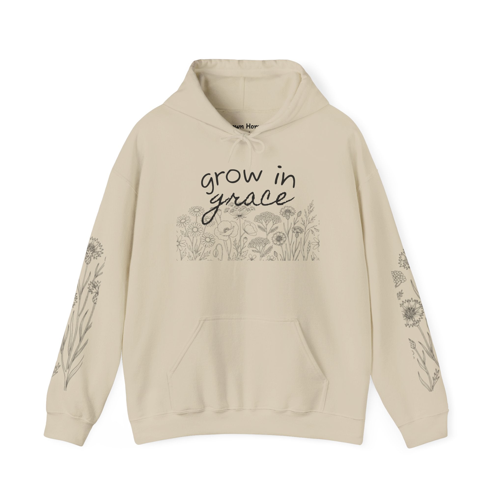 Grow In Grace Floral Hoodie — Inspirational Garden Graphic Sweatshirt