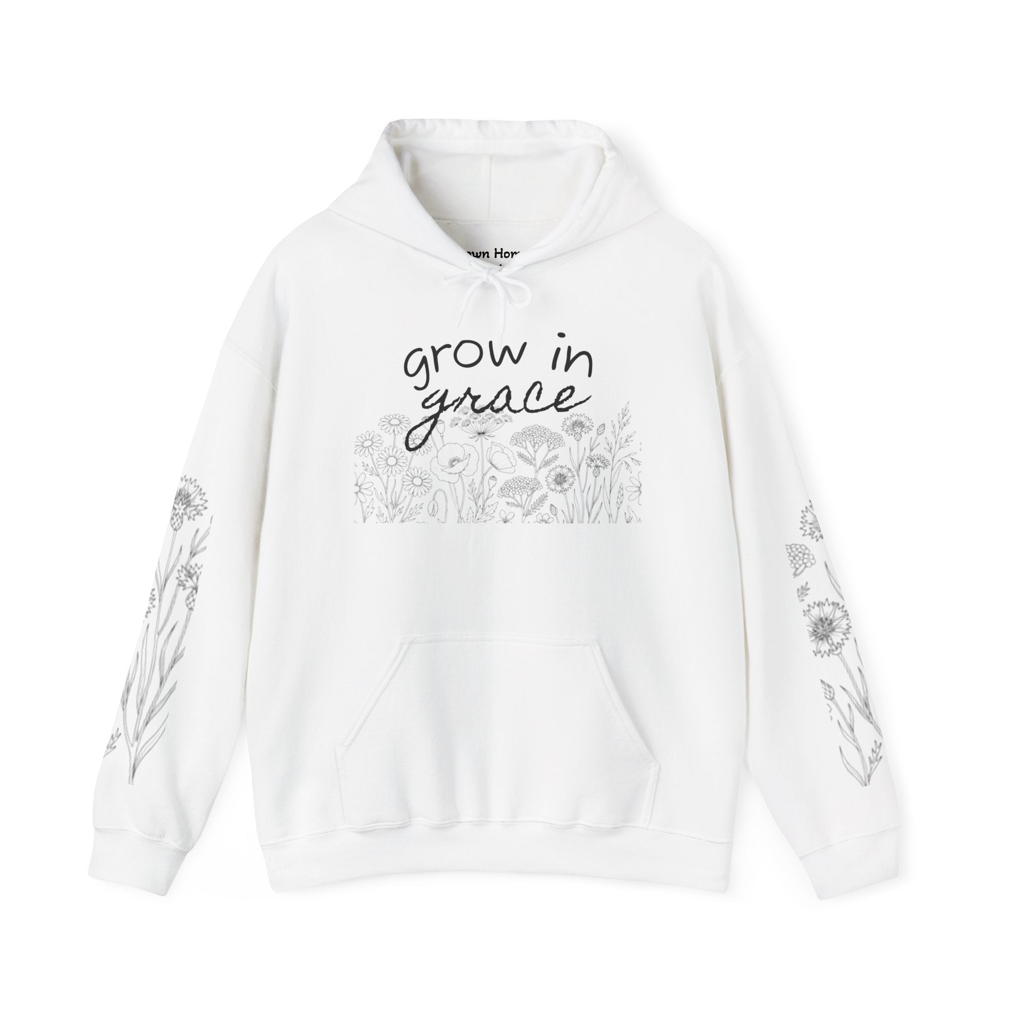 Grow In Grace Floral Hoodie — Inspirational Garden Graphic Sweatshirt