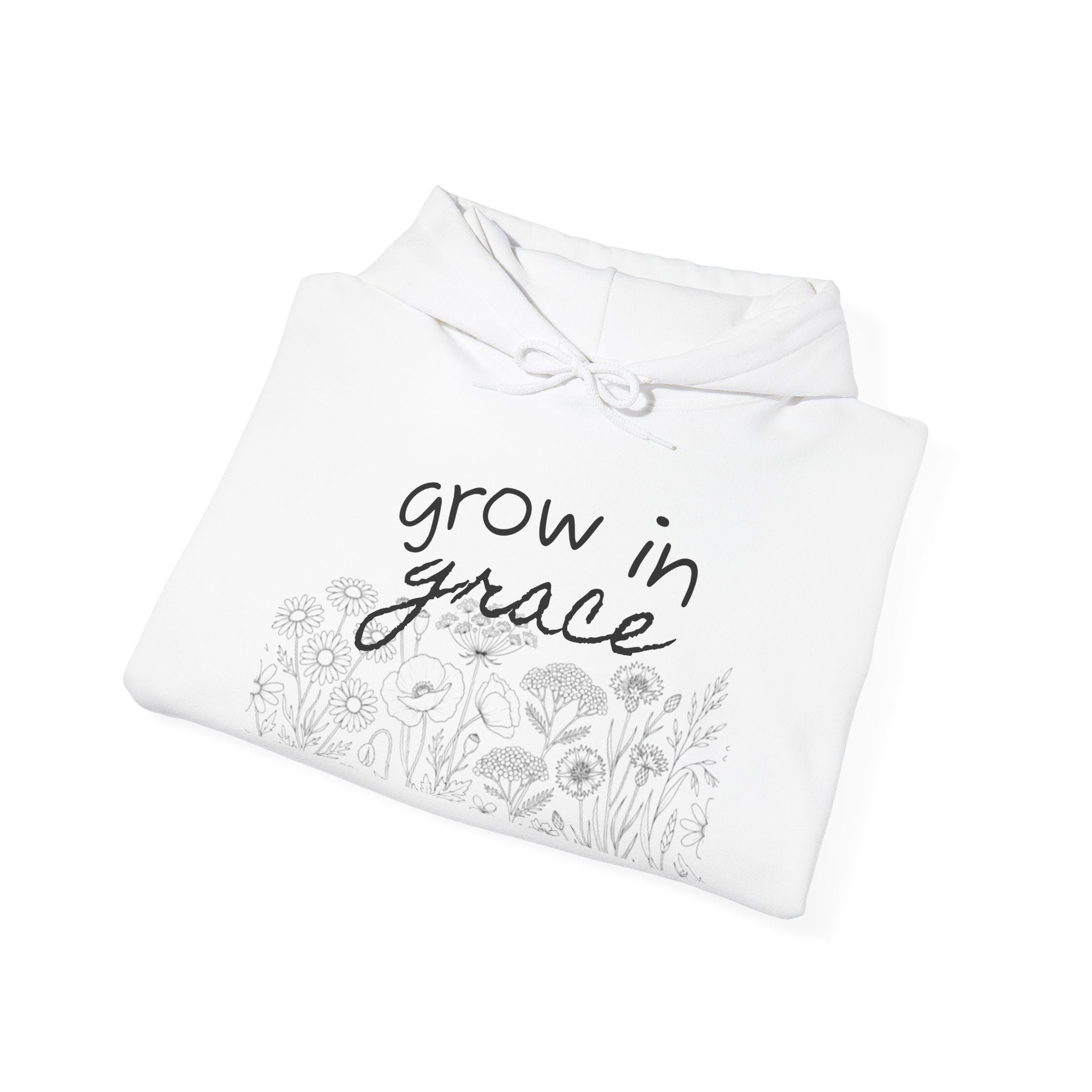 Grow In Grace Floral Hoodie — Inspirational Garden Graphic Sweatshirt