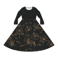 Women's Long Sleeve Dress - Black & Gold