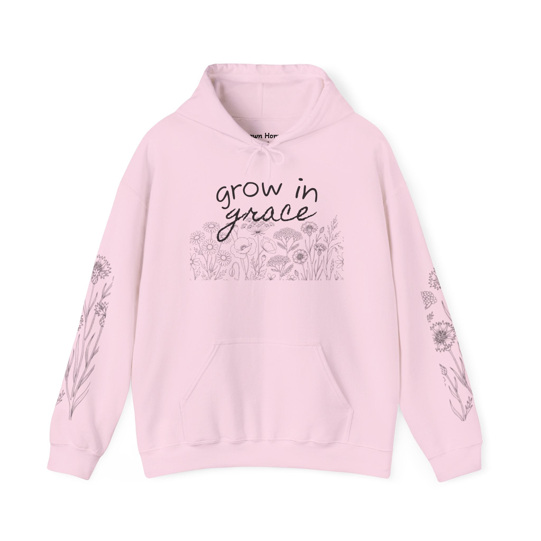 Grow In Grace Floral Hoodie — Inspirational Garden Graphic Sweatshirt