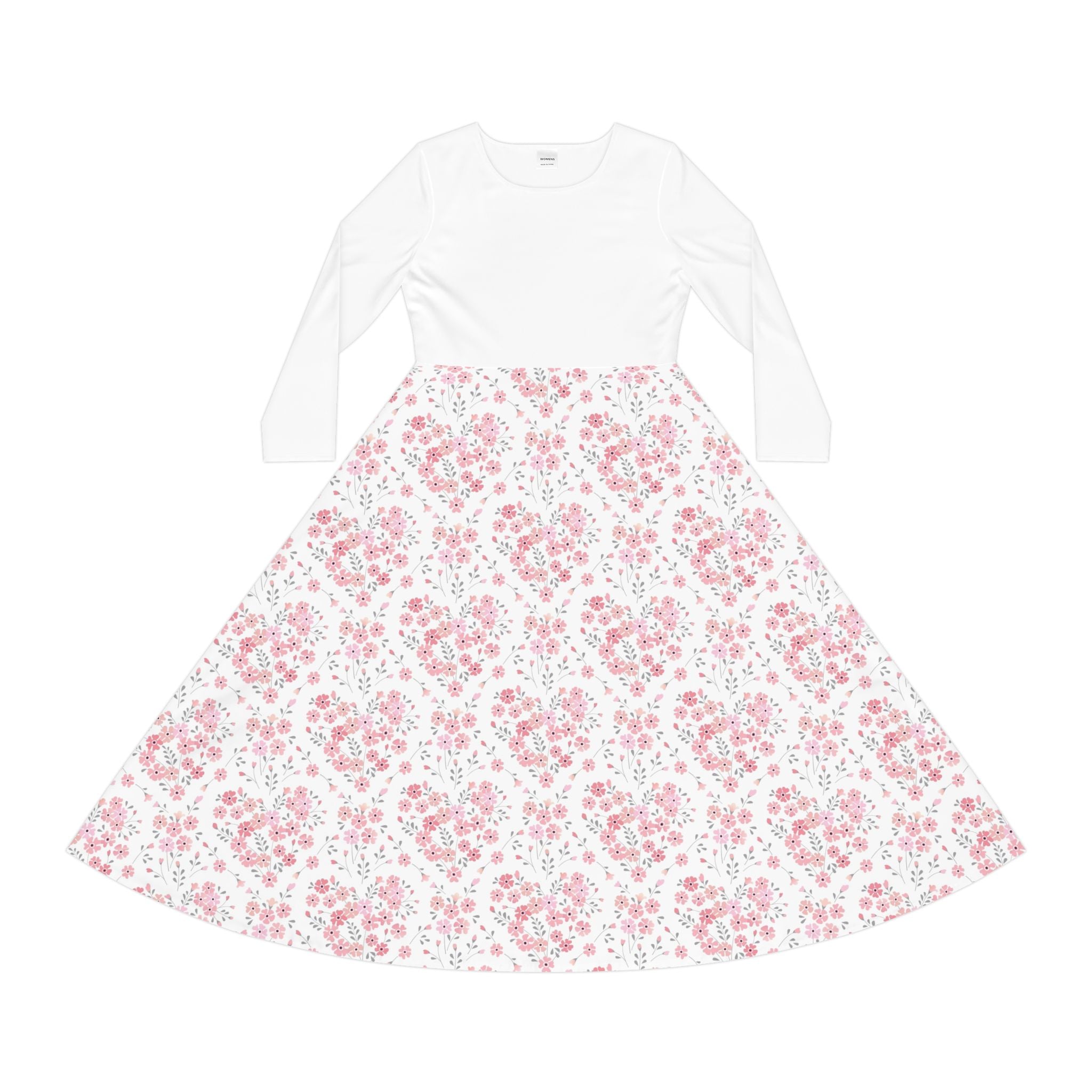 Women's Long Sleeve Dress - Hearts