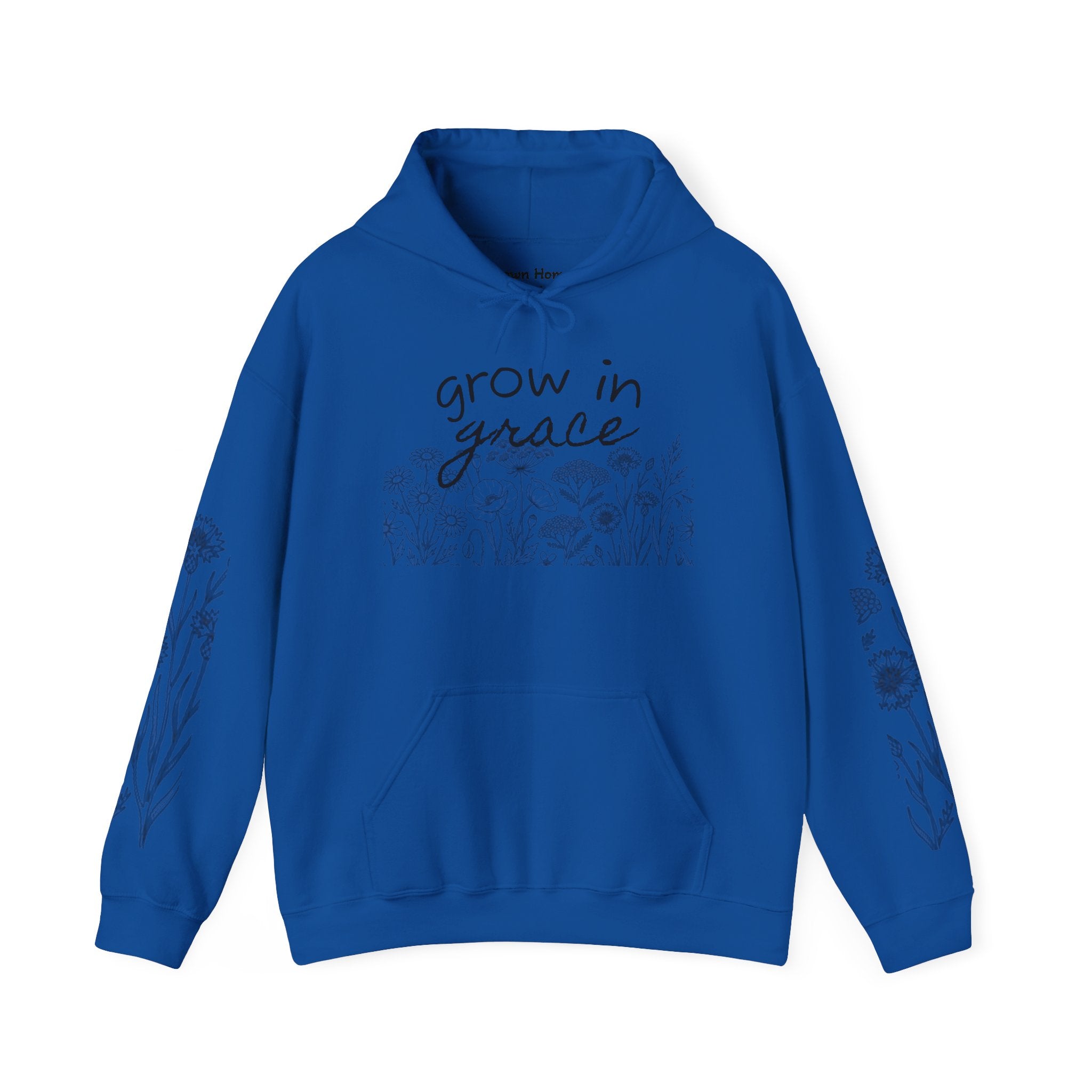 Grow In Grace Floral Hoodie — Inspirational Garden Graphic Sweatshirt