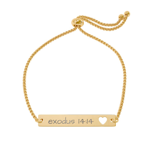 Adjustable Flat Cutout Heart Bar Bracelet - Exodus 14:14